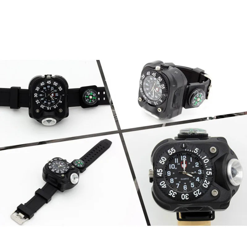 LED Flashlight Watch With Compass