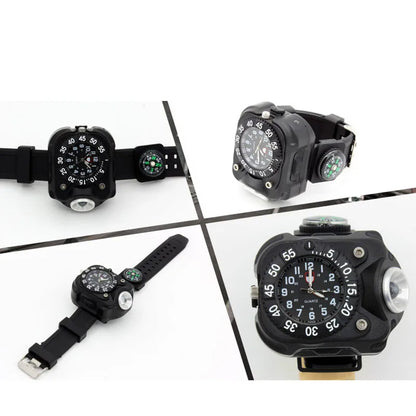 LED Flashlight Watch With Compass