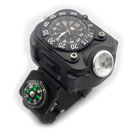 LED Flashlight Watch With Compass