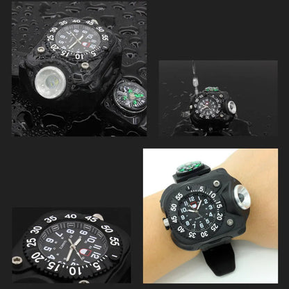 LED Flashlight Watch With Compass