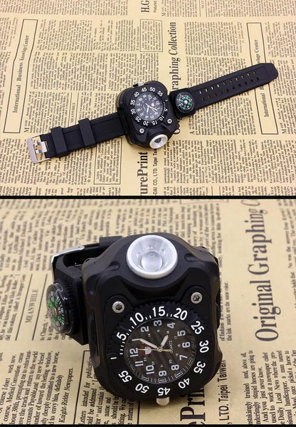 LED Flashlight Watch With Compass