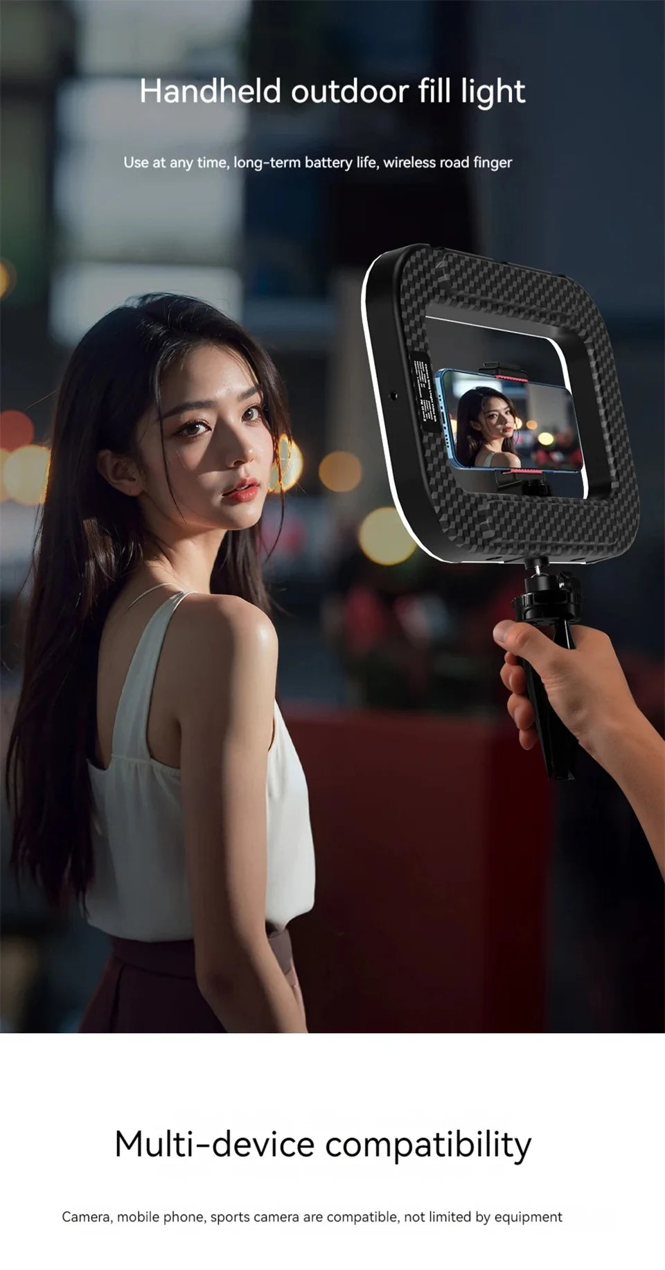Handheld Ring LED Rechargeable Selfie Fill Light