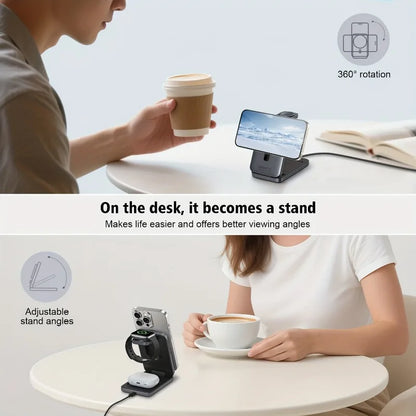 3-in-1 Magnetic Wireless Charger Stand for iPhone 12-17 Apple Watch Airpods