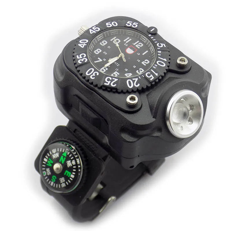 LED Flashlight Watch With Compass