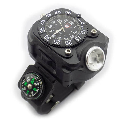 LED Flashlight Watch With Compass