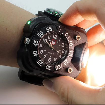 LED Flashlight Watch With Compass